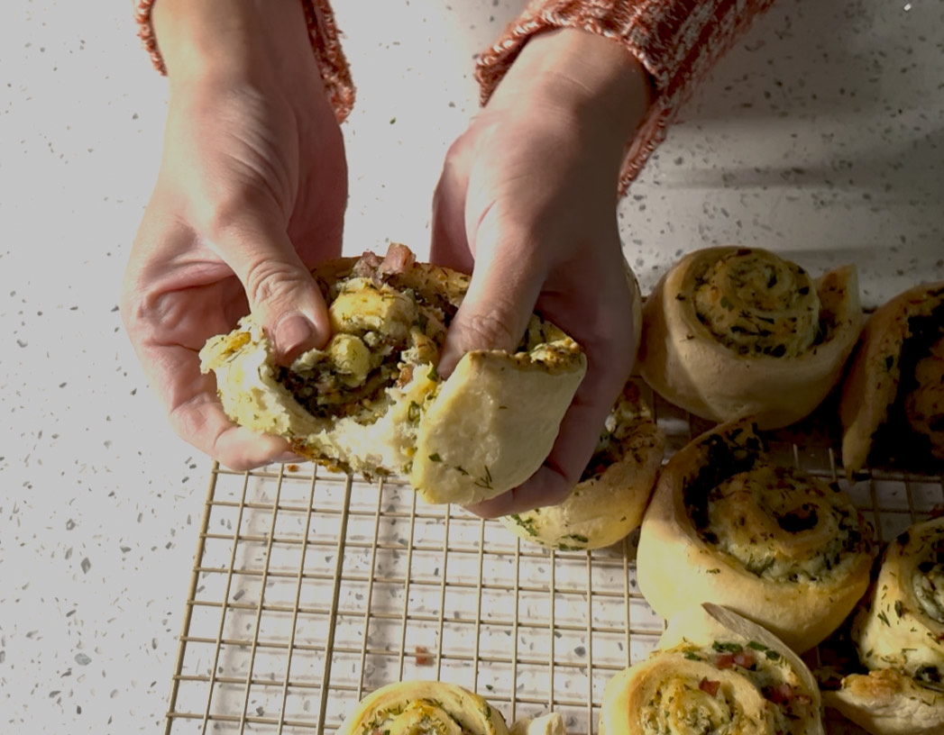 Ham, Cheese and Herb Savory Scrolls
